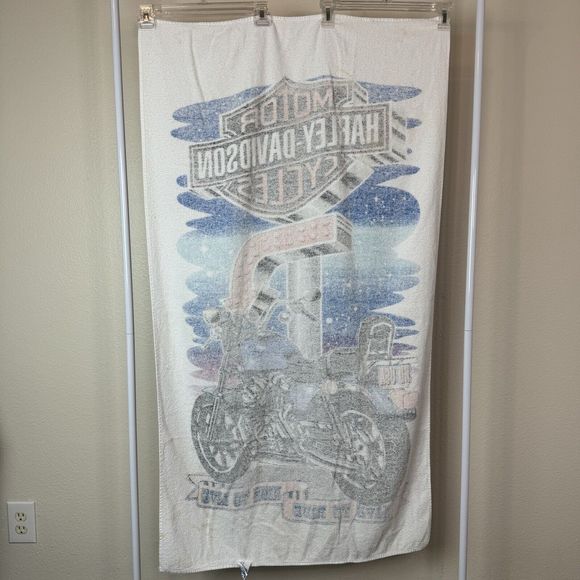 Vintage Harley Davidson Motorcycles Cotton Terrycloth Beach Towel - Picture 10 of 16